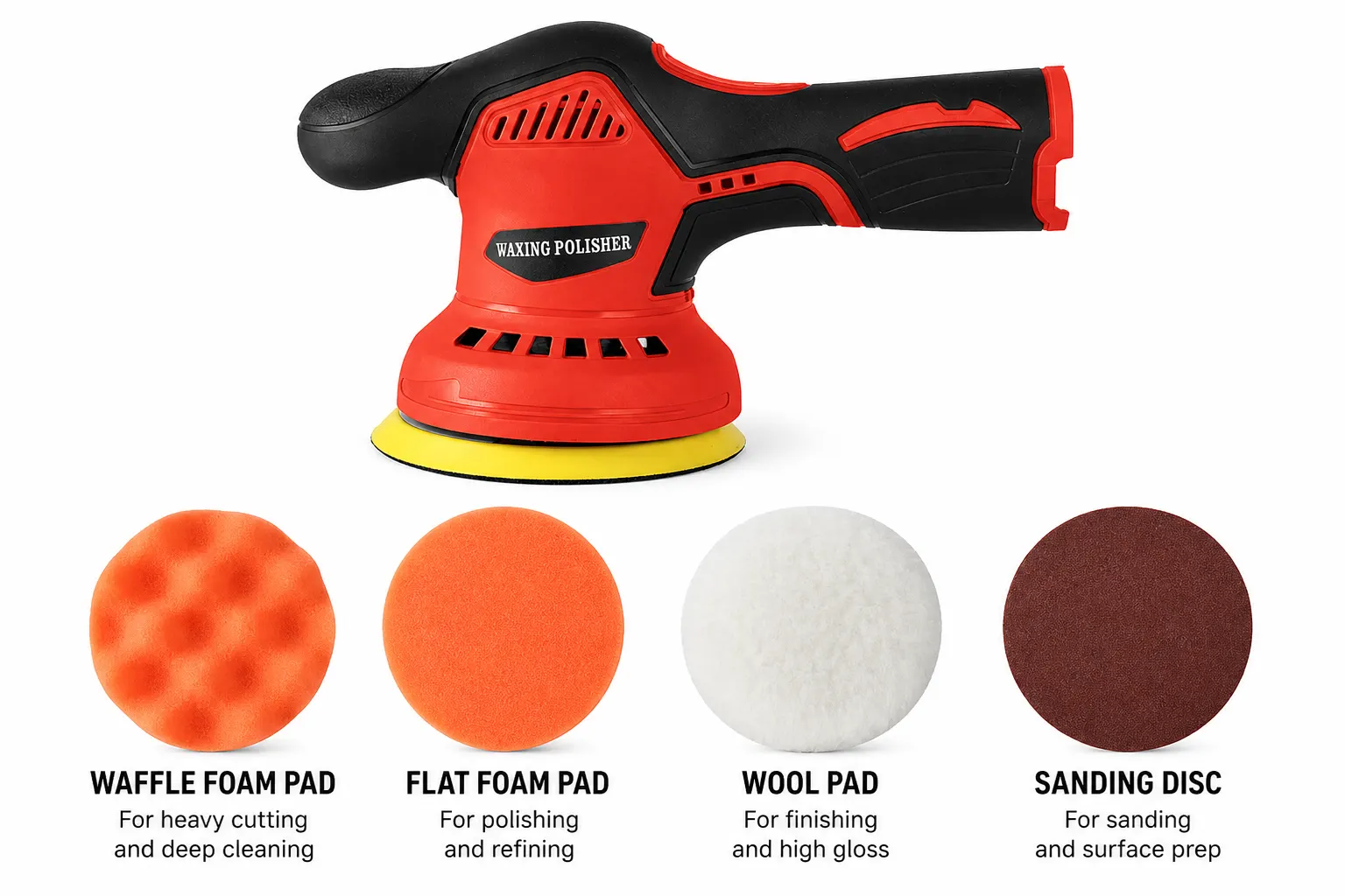 Yellow Cordless Eccentric Polisher Set With One Battery And Charger product view